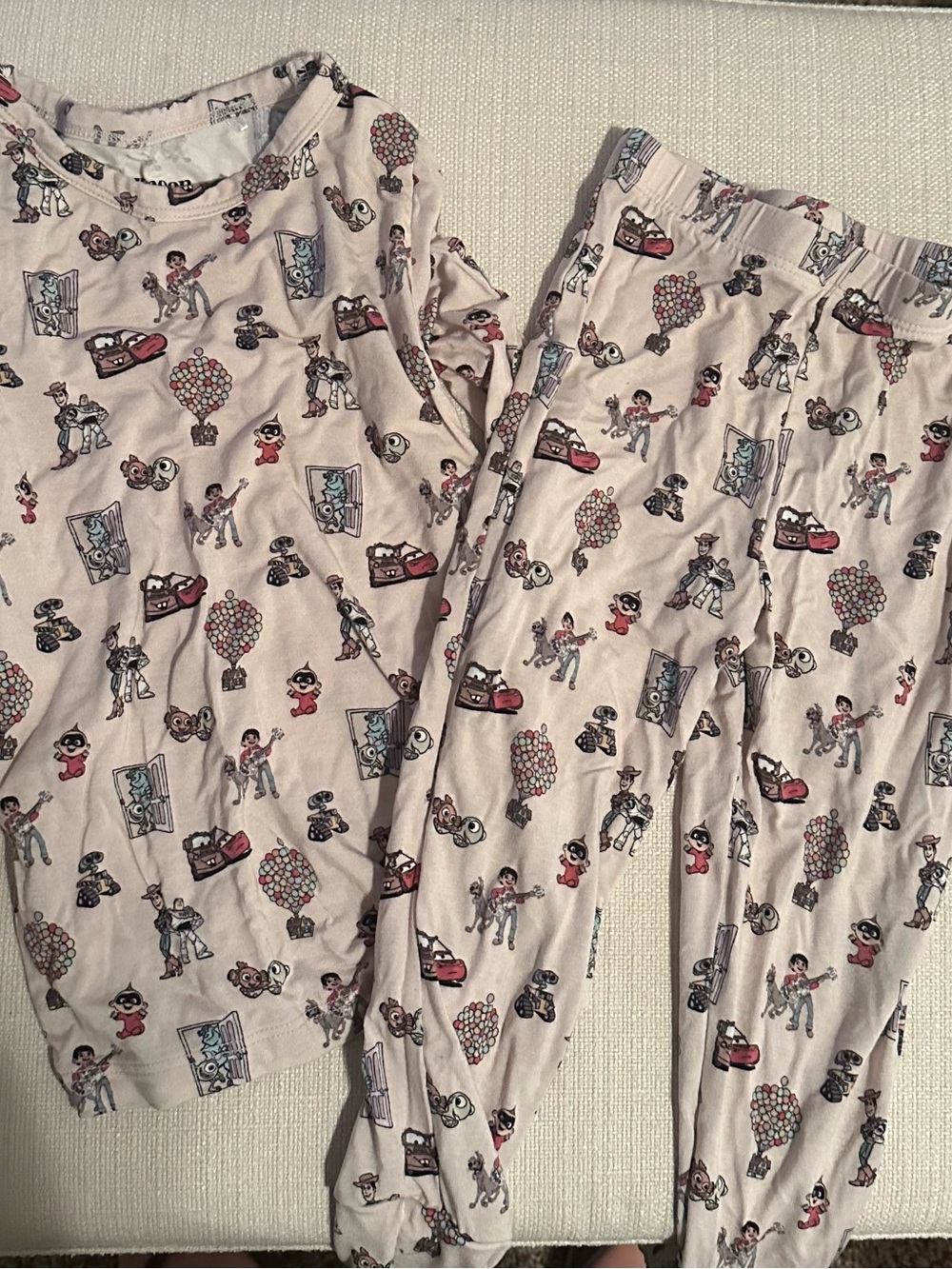Beige Kids Character Print Pajama Set - Long Sleeve Top & Pants